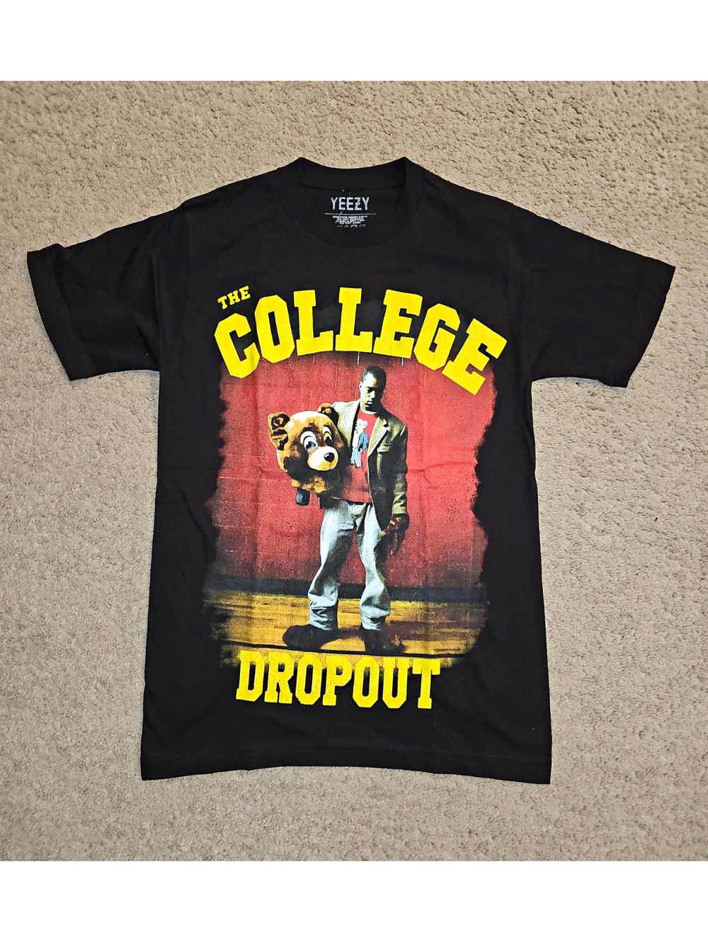 YEEZY The College Dropout Graduation Bear Graphic Logo Tee Black S